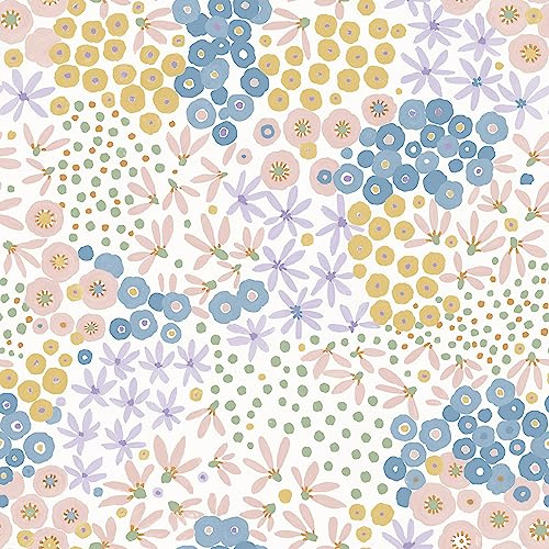NuWallpaper NUS4847 NUWALL Kids 2022 (SW) Floral Bunch Peel & Stick Wallpaper, Multicolor