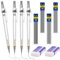 Tikplus Druckbleistift 0,3/0,5/0,7/0.9 mm, 4 Tuben (48 Stück) Bleistiftmine HB Mienenbleistift und 2 Stück Radiergummi, Mechanical Pencil für Skizzieren Zeichnen Schreiben und Hausaufgaben (Weiß)