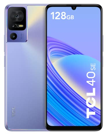 TCL 40 SE 128GB - Smartphone de 6.75 (Pantalla 90Hz, 4GB-128GB, Ampliable MicroSD, Dual SIM, Cámara 50MP, Batería 5010mAh, Doble Altavoz estéreo, Android 13.) Twilight Purple