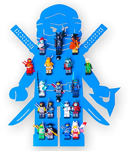 moin minis Kinderzimmerregal für 18 Minifiguren kompatibel mit Ninja Figuren Klemmbausteinen, Aufbewahrungsregal Schaukasten Regal Wandregal Ordnungssystem Sammelvitrine