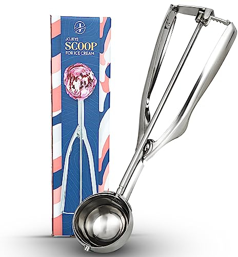 Jojeys Ice Cream Scoop - Large Sized (6cm) with Easy Trigger, 304 Stainless Steel Cookie Scooper for Portioning of Muffins, Mashed Potatoes and Melon Balls
