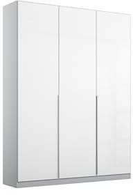 Rauch Möbel Alabama Drehtürenschrank Schrank Kleiderschrank Weiss Hochglanz, Seidengrau, 3-türig, Inklusive Zubehörpaket Classic, 2 Kleiderstangen, 7 Einlegeböden, BxHxT 136x229x54 cm
