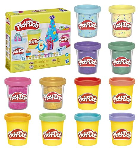Play-Doh 12 Pack Celebration Compound, Includes Confetti & Metallic Shine, Assort. Colors, Back to School Gifts, Prizes, & Party Favors, Kids Arts & Crafts, Preschool Toys, Ages 3+