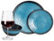 Vajilla de melamina para camping, 4 personas, color azul piedra + 4 copas de vino tinto Milano, copas de vino rojo, vajilla de pícnic, barbacoa
