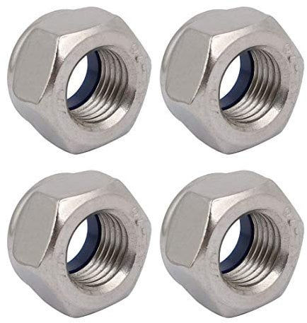 TA-VIGOR 4 dadi di bloccaggio esagonali, M14 x 1,5 mm, filettati fini, in acciaio inox, dadi autobloccanti per progetti fai da te e motoristici