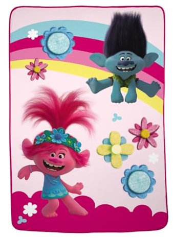 Franco DreamWorks Trolls 2 Kinder-Bettwäsche, superweicher Plüsch, Mikro-Raschel-Decke, 157,5 x 228,6 cm, offizielles Lizenzprodukt
