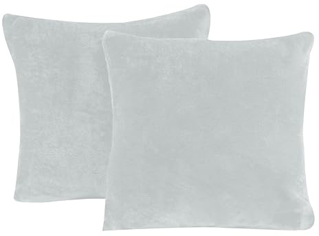 one-home 2er Pack Kissenbezug Kissenhülle Kopfkissenbezug Teddy Plüsch Uni Winter kuschelig flauschig warm weich, Größe: 50x50 cm, Farbe: grau
