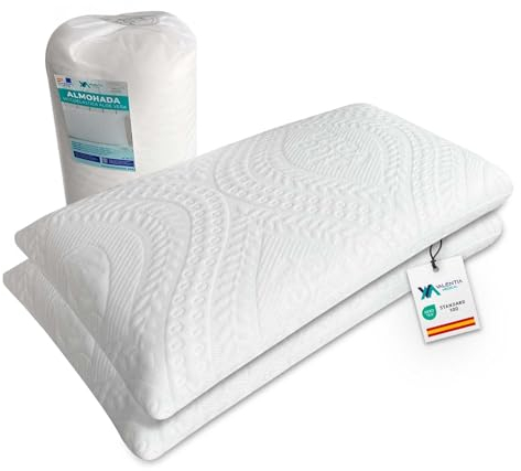 2er Set Memory Foam Kissen 75cm Waschbarer + Kopfkissen Nackenschmerzen + Orthopädisches Kissen - Waschbarer und Abnehmbarer Aloe-Vera-Bezug mit Reißverschluss - Oeko-TEX | Valentia HOGAR