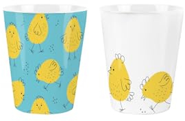 Doodle Chickens Egg Cups Set - Spring Themed Easter Presents - Pack of 2 Ceramic Egg Cups/Holders Kitchenware/Shot Glasses Drinkware Boxed Gift