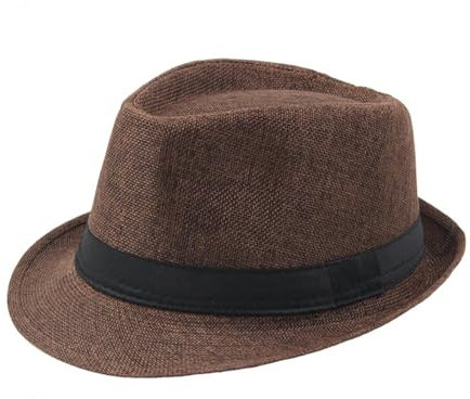 URTERYSER Fedora-Hut, kurze Krempe, Fedora-Hut, einfarbig, Strand, Sommer, Sonnenhut, Ganster-Accessoire