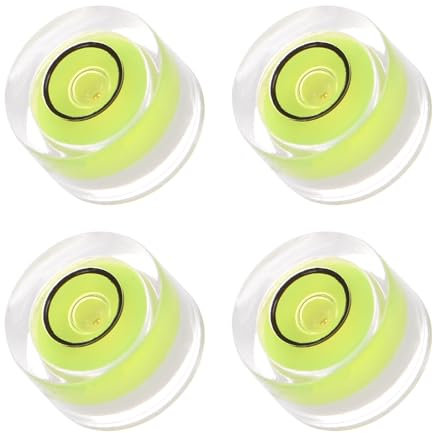 Kozelo 4pcs Small Circular Bubble Spirit Levels - [10mm Diameter 6mm Thickness] Mini Round RV Level Leveling Tools for Travel Trailer Turntable Camera, Lime