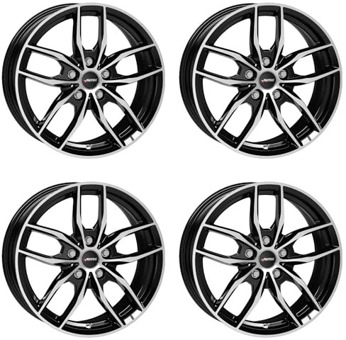 4x AUTEC Felgen Alufelgen BAVARIS 7.5x18 ET51 5x112 Schwarz poliert kompatibel mit BMW iX1 2er X1 1 X2