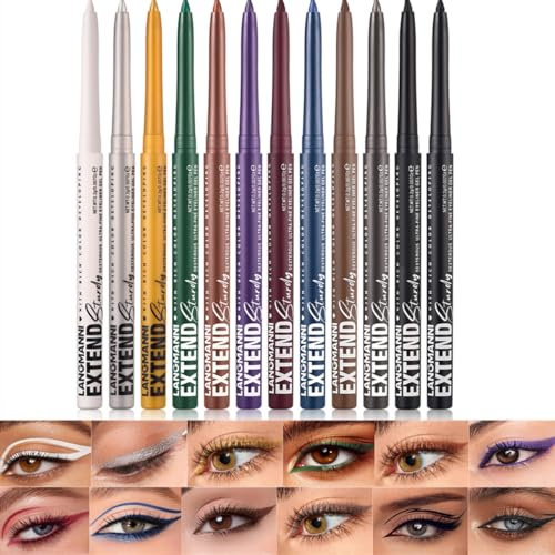 Eyeliner-Set, matt schimmernder Eyeliner-Stift, einziehbarer Creme-Eyeliner, hochpigmentiert, schnell trocknend, wasser- und schmierfest, schafft mutige und definierte Linien (#ALLE)