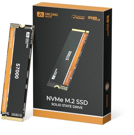 SANZANG MASTER S7000 SSD 2TB NVMe M.2 PCIe Gen 4x4, M.2 2280 3D NAND NVMe Disco duro interno de estado sólido, velocidades de lectura de hasta 7000 MB/s, almacenamiento mejorado para computadora de