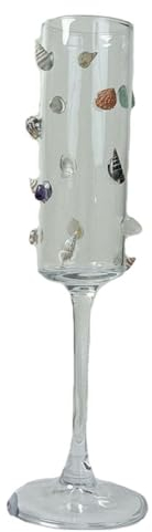 Yurosiay Rotweingläser mit Natürlich Muschelschalen Ornamente Weingläser Champagnergläser Marine Stil Dekoration Rotweinkelch Weinkelche Glas Weinbecher für Cocktails Wein Desserts 24cm