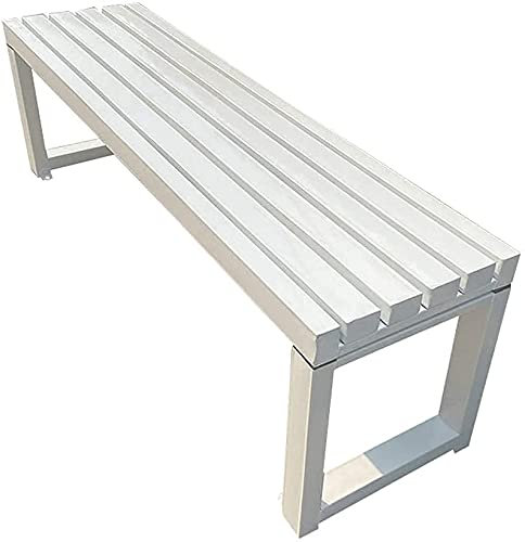 Outdoor-Bänke, Parkbank, Outdoor, Terrasse, Park, Gartenbank, Outdoor-Bank mit 2–3 Sitzen, Lounge-Sessel aus Metall, Möbel, wetterbeständiger Veranda-Stuhl (weiße Rückenlehne 47 Zoll)