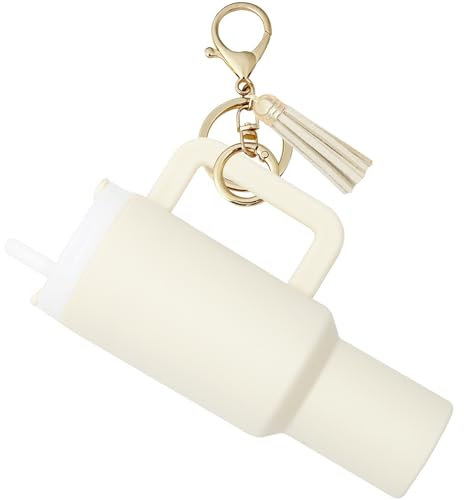 AnnabelZ Stanley Cup Accessories Mini Cup Keychain for Women Backpack Charms Cute Girl Keychains, Beige, S