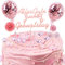 Gleevio 23 Stück Happy Birthday Tortendeko Mädchen,Glitzer Happy Birthday Cake Topper mit Geburtstagskerzen,Alles Gute zum Geburstagstorte Deko,Rosa Tortendeko Geburtstag Kuchendeko mit Stern Liebe