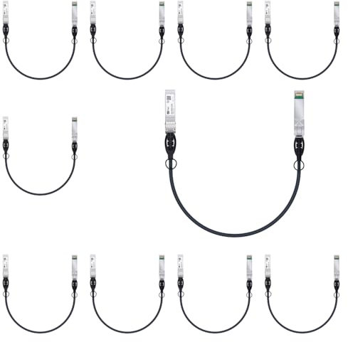 H!Fiber.com 10 Stück, 10Gb/s SFP+ DAC Kabel, 0.5-meter (1.6 ft), 10GBase-CU Passiv Direct Kupfer Twinax SFP+ Kabel für Cisco SFP-H10GB-CU0.5M, Ubiquiti, Netgear, and Other Open Switches and NIC