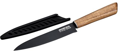 Nirosta Flow Cuchillo Multiusos 24 cm, Hoja Acero Inoxidable 4Cr13 con Recubrimiento Antiadherente, Mango de Madera de Acacia FSC 100%, Protector de Hoja, Corte Versátil, 1 ud