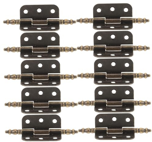 Charnières Anciennes pour Portes D’armoires en Fer, Lot de 10, 6 Trous | Finition Marron, Installation Stable et Sécurisée, Style Rétro Élégant, pour Portes D’armoires et Meubles Anciens