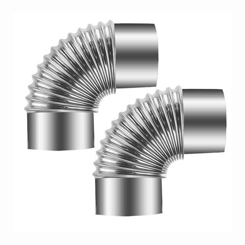 Edelstahl Schornsteinverlängerung 2 Stück Ellenbogen Ofenrohr 90° Winkel Auspuffrohr mit Rauchadapter Rohr Ø 100mm/110mm/120mm Ofenrohrbogen für Schornstein (12cm)