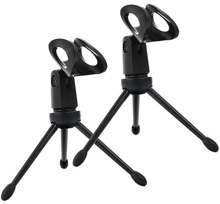 Generic 2pcs Tripod Desktop Mic Hanger Stand Amp Mics Mic Arm USB Webcam Universal Stand Tabletop Mic Stand Mini Mic Stand Plastic Black