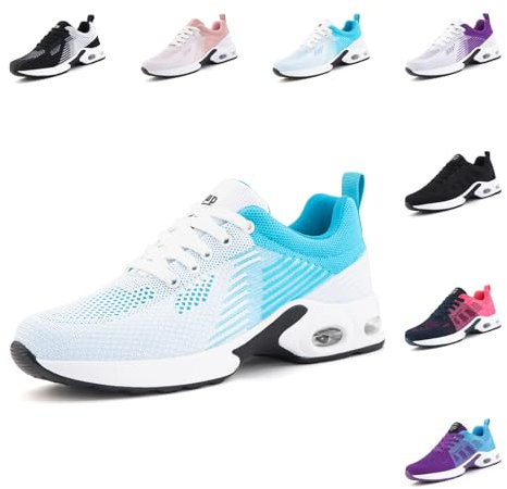 Hitmars Laufschuhe Damen Sportschuhe Turnschuhe Frauen Luftpolster Leicht Straßenlaufschuhe Stoßdämpfend Sneaker Atmungsaktiv rutschfest Fitness Running Outdoor UDI2-Blau EU42