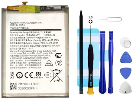 Vvuilsty EB-BA146ABY Ersatzakku für Galaxy A14 5G,Rechargeable 0 Cycle Akku kompatibel mit Samsung Galaxy A14 5G SM-A146, with Repair Tool Kits