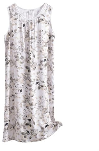 Chemise de nuit en coton pour femme sans manches – Robes de nuit longues pour femme Grande taille – Robe t-shirt longue en coton sans manches Pyjama court pour détente Taille 48, gris foncé, 3XL