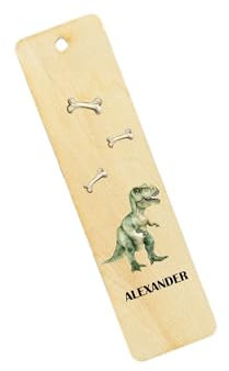 minimutz Lesezeichen Dino Kinder, Personalisiert mit Name, Jungen Buchzeichen mit buntem Aufdruck, Geschenk Leseratten Dinosaurier Trex