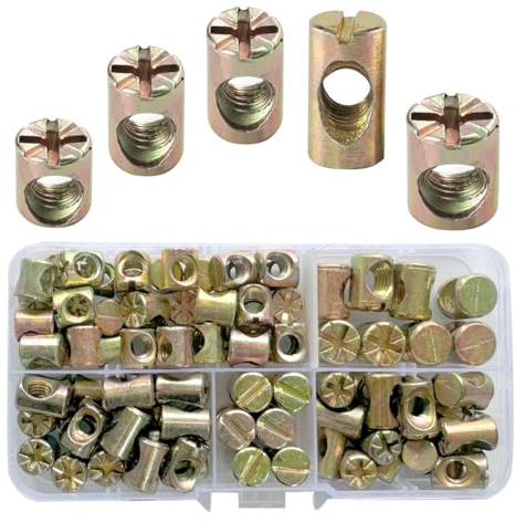 92 Pcs M6/M8 Barrel Nuts Sets,Zinc Plated Cross Dowels Slotted Fasteners For Furniture, Beds, Chairs, Cabinets,Tables (10/13/15/20mm)