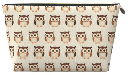 Make-up-Tasche mit niedlichem Eulen-Druck, Kosmetiktasche, Reise-Kulturbeutel für Damen, niedlicher Leder-Make-up-Organizer