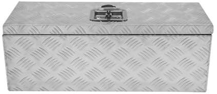 Aluminium Tool Box 35L Lockable Chest 2 Keys Trailer Truck Van Locker Boxes Storage Heavy Duty Checker Plate Rubber Base Liner & Seal Gas Struts Carry Case Small 26 x 9 x 9 660mm x 230mm x 230mm