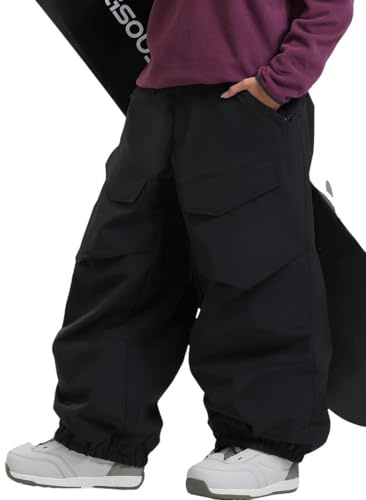 GSOU SNOW Herren Damen Baggy Snowboardhosen Cargo Übergroße Skihosen | 20000mm Wasserdicht, 15000g Atmungsaktiv, 100% Polyester Gewebe Integrierter Schneefang, Für Freeride Snowboarden Entwickelt