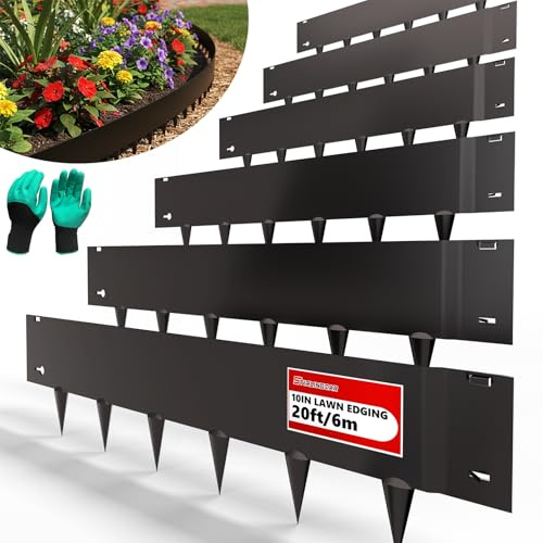 40x10 Metal Landscape Edging, 6-Pack (20ft Total) – Rustproof Galvanized Steel Garden Border, Lawn & Flower Bed Edging, Decorative Hammer-in Outdoor Landscaping Border for Yard, Pathways & Driveways