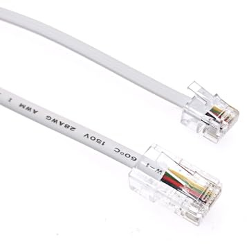 JZK 1.5m bianco RJ11 a RJ45 cavo, cavo rete patch Ethernet, cavo rete patch telefonico ASDL da 6P4C a 8P8C, prolunga rete piatta per ADSL, VoIP, fax, telefono, linea fissa, modem, router