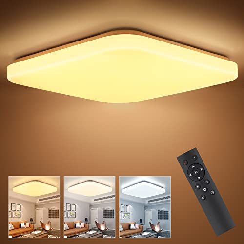 LEOEU LED Deckenleuchte Dimmbar mit Fernbedienung 40W 4000LM, 33 * 33CM 3000K-6500K LED Deckenlampe mit Speicherfunktion, LED Lampen Deckenlampen für Wohnzimmer/Kinderzimmer/Flur/Küche