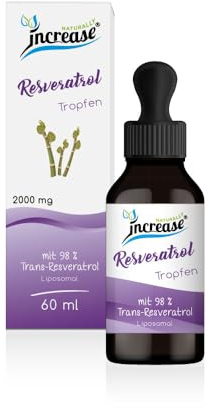 Liposomale Resveratrol Tropfen hochdosiert - (60.000mg pro Packung) 2000mg aus Japanischem Staudenknöterich pro Tagesdosis davon 1960 mg Trans-Resveratrol (98%) -MCT Öl -Hohe Bioverfügbarkeit