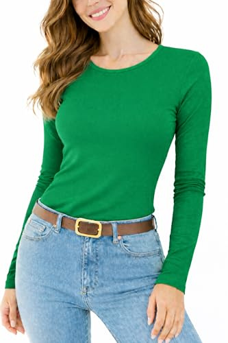 Re Tech UK - Ladies Long Sleeve T Shirts Tops for Women (Jade Green, 16-18)
