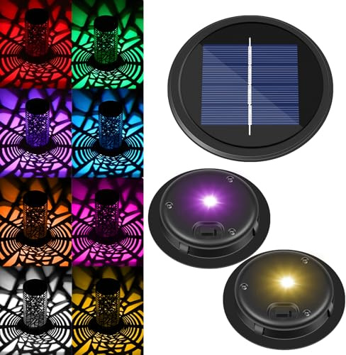 FLSEPAMB 9cm Solarleuchten Ersatzteile 2 Stück, 2 Lichtmodi (Warm/RGB)