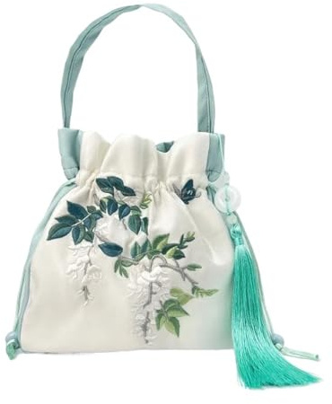 TYNXK Im chinesischen Stil bestickte Tasche for Damen, modische Stickerei-Handtasche, Sommer-Einkaufstasche(Green01)