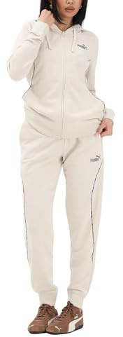 PUMA - Tuta Donna con Cappuccio Graphic, Beige - 694708-87