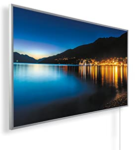 Infrarotheizung – Bildmotive – TÜV SÜD - 1000 Watt + Thermostat - Weißer Rahmen (17. Ausblick bei Nacht)