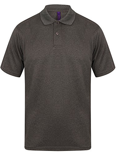 Henbury Mens Coolplus® Pique Polo Shirt (XL) (Heather Charcoal)