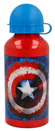Stor Captain America | Bottiglia in aluminio per Bambini - Borraccia Infantile – Bottiglia d’Acqua reutilizzabile - 400 ML