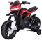 HOMCOM Kindermotorrad Kinder-Elektromotorrad Elektro-Motorrad für Kinder 3-6 Jahren Licht Musik MP3 Elektrofahrzeug mit Stützrädern maximal 3 km/h Metall + Kunststoff Rot 105 x 52,3 x 62,3 cm