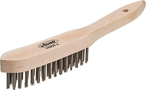 Vigor V6809-4 - Cepillo de alambre de acero, color madera