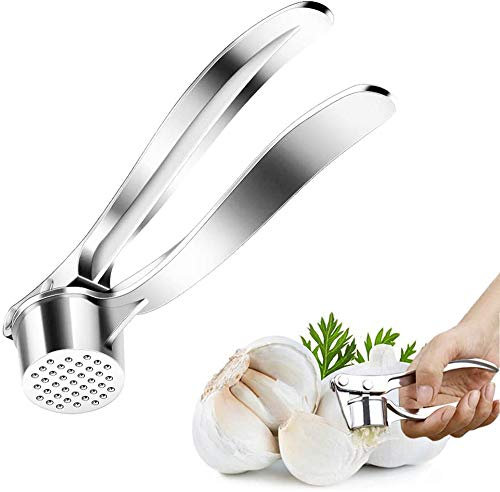 KOMUS Knoblauchpresse,Pressen Sie Knoblauch und Ingwer Mühelos,Presse in Profi-Qualität für Ingwer und Knoblauch,mit Langer Verwendungsdauer für Besseres Familienleben,Edelstahl Knoblauchpresse