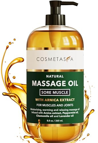 Cosmetasa Sore Muscle Massage Oil - 8.8 oz, Soothes Muscle and Joint with Arnica Extract, Peppermint, Chamomile, and Lavender Oil (8.8 oz, Sore Muscle)